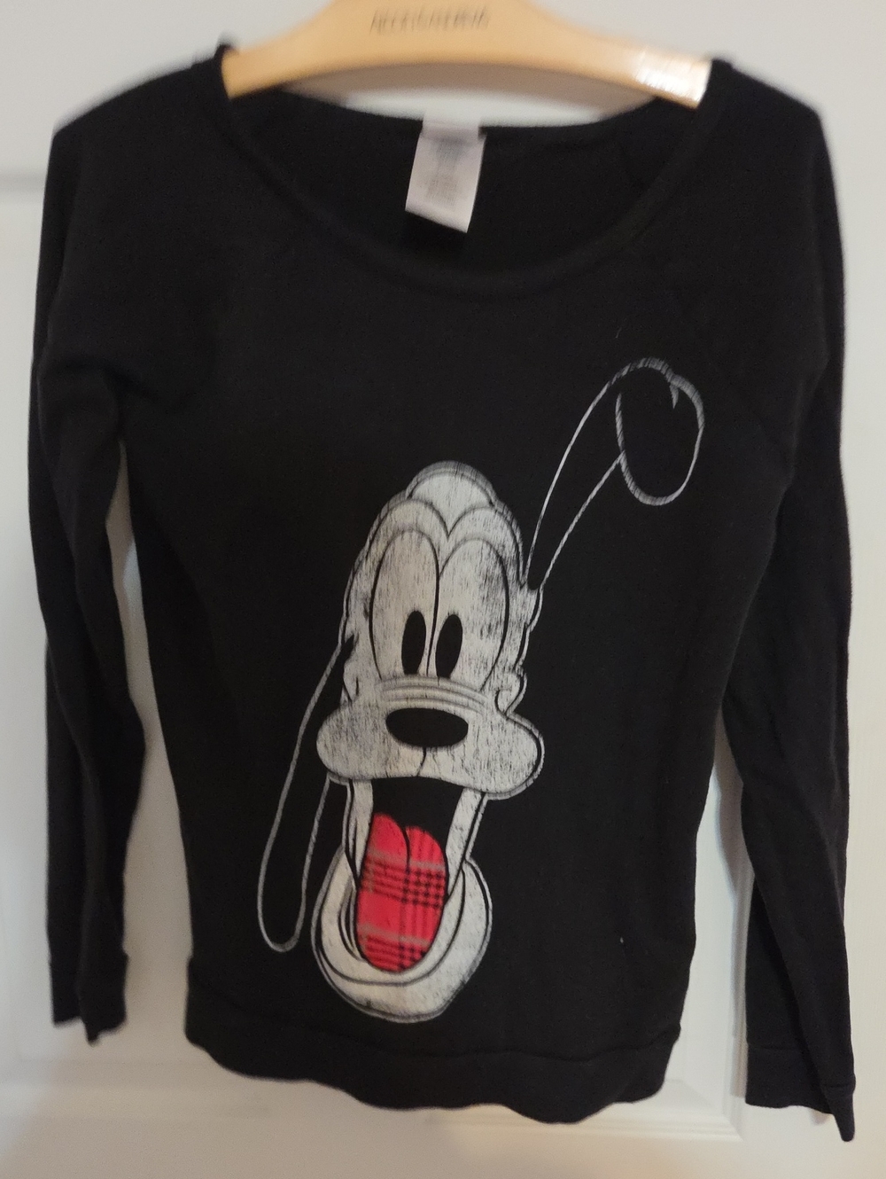 Disney Black Pluto Face Long-Sleeve Tee Vintage Y2k